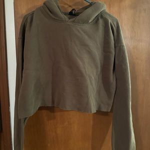 Army green cropped hoodie size medium